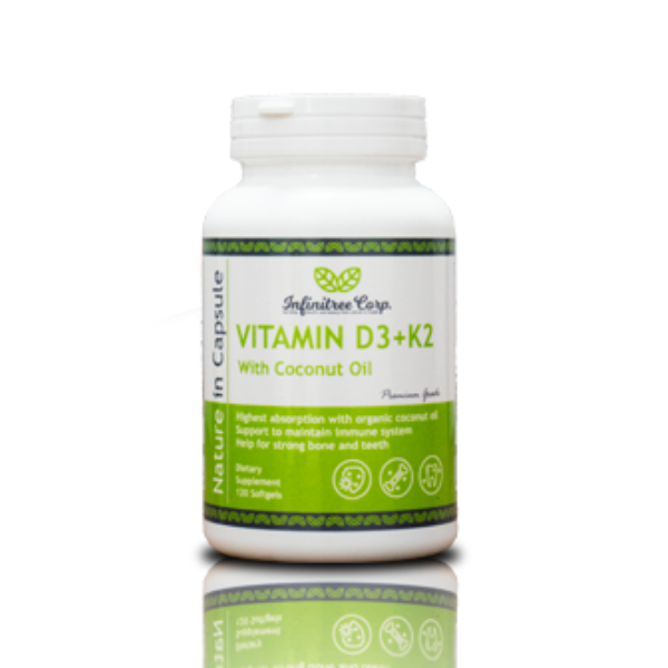 Vitamin D3+K2 with Coconut Oil 120 Softgels